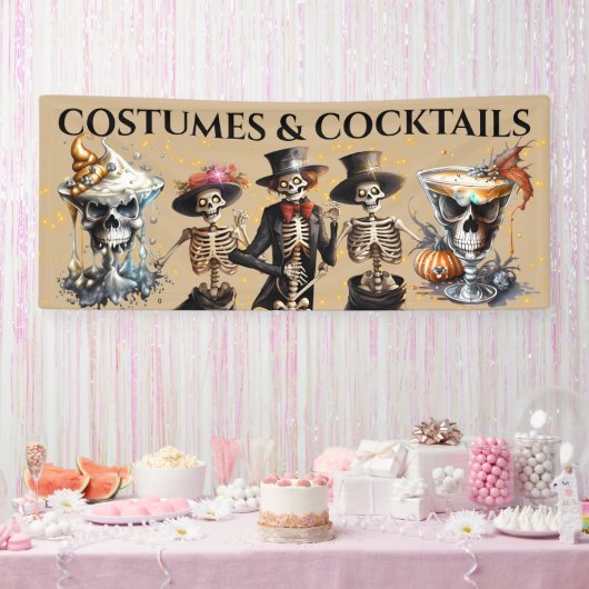 Cocktailskelette tanzen formales tuxedo Halloween Banner (Party)