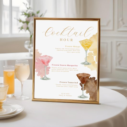 Cocktailstunde Cocktails Hochzeitsmenü Poster