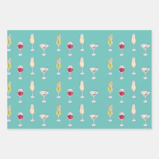 Cocktailstunde Geschenkpapier Set (Vorderseite)