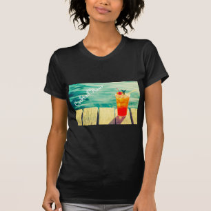 Cocktailstunde Slogan Retro Cocktail Sonnenunterga T-Shirt