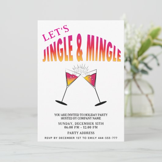 Cocktailurlaub mit Jingle und Mingle Einladung (Stehend Vorderseite)