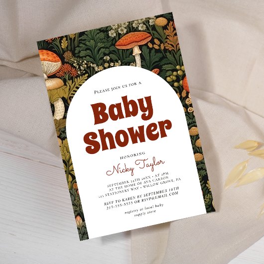 Cocktecore Mushroom Nahtlose Babydusche Einladung