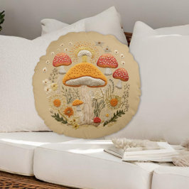 Cocktecore Mushroom Round Pillow Rundes Kissen
