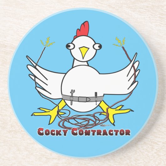 Cocky Contractor Sandstein Untersetzer (Vorne)