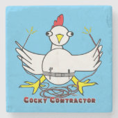 Cocky Contractor Steinuntersetzer (Vorderseite)