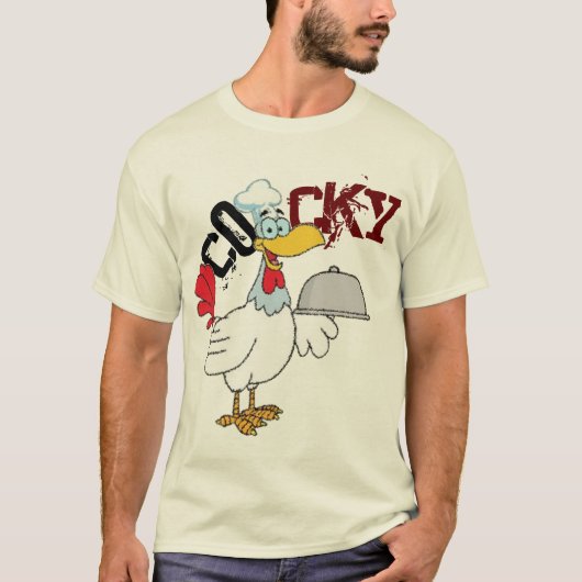 Cocky , Hühnchen Servieren Chiken Dinner Hemd T-Shirt (Vorderseite)