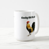 "Cocky Old Rooster" mit Grafik eines Roosters Kaffeetasse (VorderseiteRechts)
