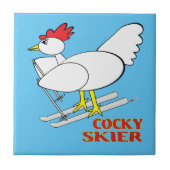Cocky Skier Fliese (Vorderseite)