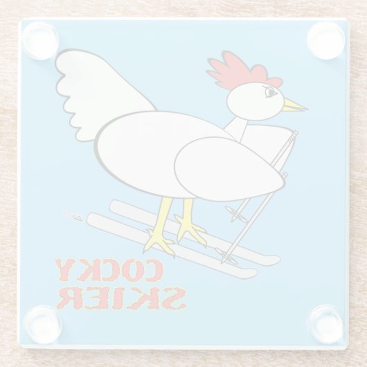 Cocky Skier Glasuntersetzer (Rückseite)