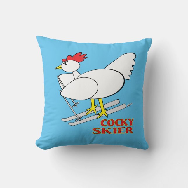 Cocky Skier Kissen (Vorderseite)