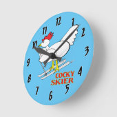 Cocky Skier Runde Wanduhr (Winkel)
