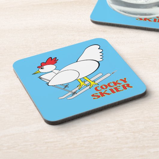 Cocky Skier Untersetzer (Linke Seite)