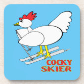 Cocky Skier Untersetzer (Vorderseite)
