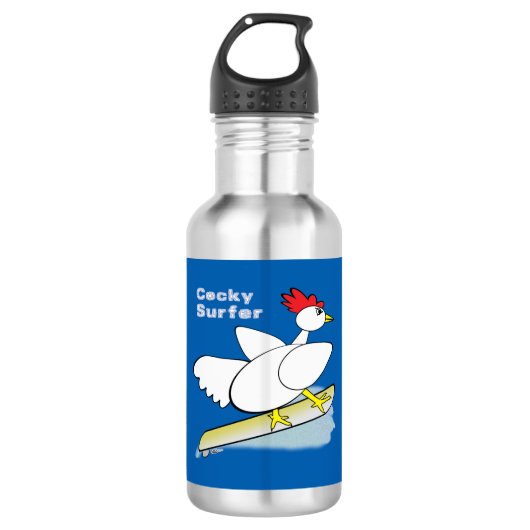 Cocky Surfer Edelstahlflasche (Vorderseite)