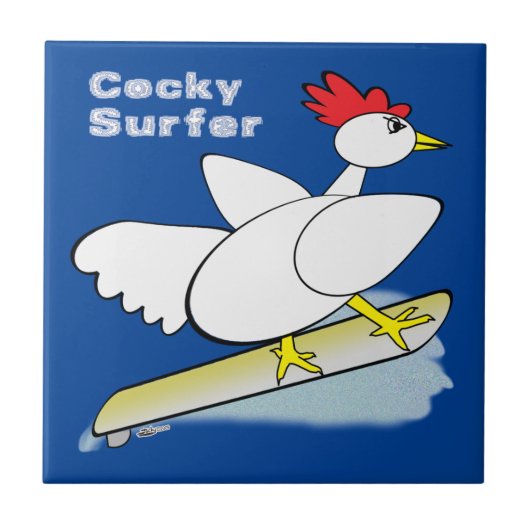Cocky Surfer Fliese (Vorderseite)