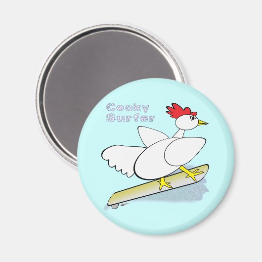 Cocky Surfer Magnet (Vorderseite/Rückseite)