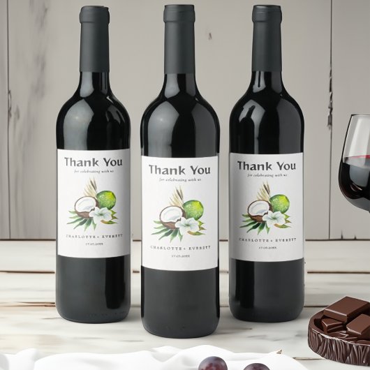 Cocnut Limon Vielen Dank Gastgeschenk Hochzeit Bag Weinetikett