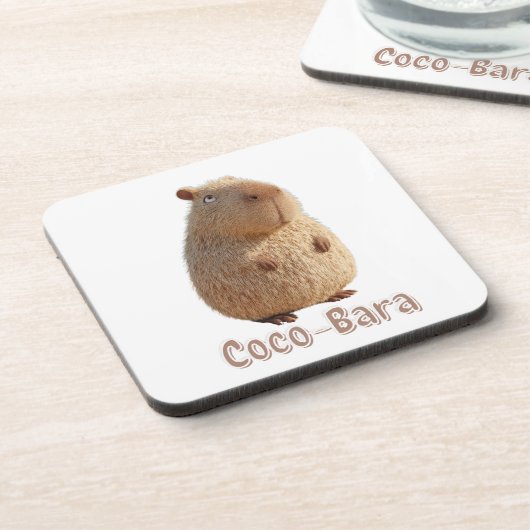 Coco-Bara Vibes. Capybara Core: Kokospalme-Couture Getränkeuntersetzer (Linke Seite)