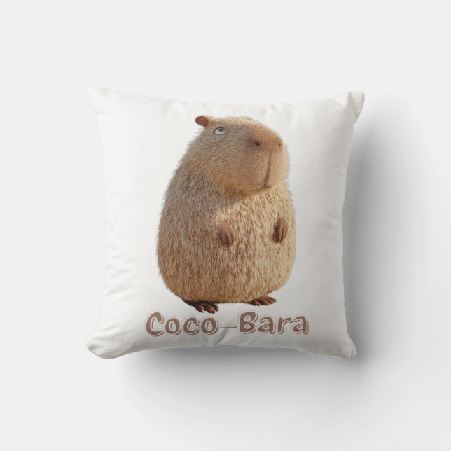 Coco-Bara Vibes. Capybara Core: Kokospalme-Couture Kissen (Vorderseite)