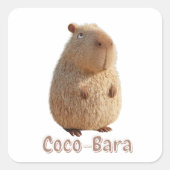Coco-Bara Vibes. Capybara Core: Kokospalme-Couture Quadratischer Aufkleber (Vorderseite)