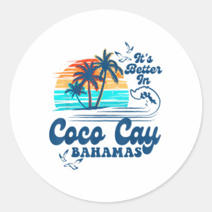 Coco Cay Bahamas Beach Sommerurlaub Vintager 80er Runder Aufkleber