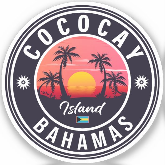 Coco Cay Bahamas Retro Sunset Souvenirs 60er Aufkleber (Vorderseite)