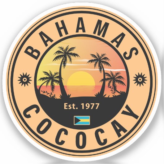 Coco Cay Bahamas Retro Sunset Souvenirs 60er Aufkleber (Vorderseite)