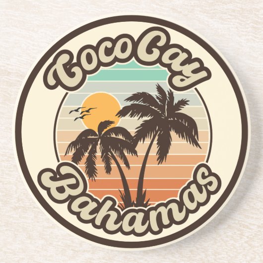 Coco Cay Bahamas Retro Sunset Souvenirs 60er Getränkeuntersetzer (Vorne)