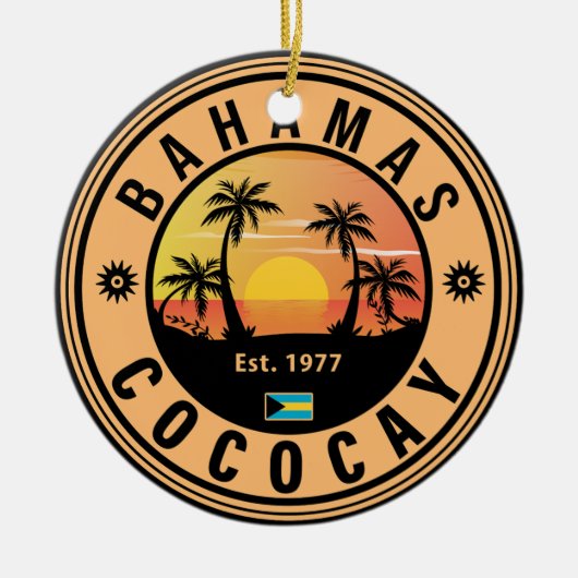 Coco Cay Bahamas Retro Sunset Souvenirs 60er Keramik Ornament (Vorne)