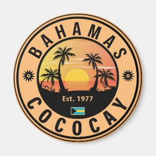 Coco Cay Bahamas Retro Sunset Souvenirs 60er Magnet
