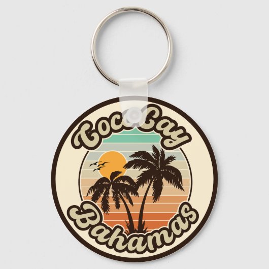 Coco Cay Bahamas Retro Sunset Souvenirs 60er Schlüsselanhänger (Vorderseite)