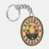 Coco Cay Bahamas Retro Sunset Souvenirs 60er Schlüsselanhänger (Vorderseite links)