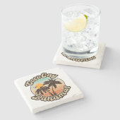 Coco Cay Bahamas Retro Sunset Souvenirs 60er Steinuntersetzer (Seitenansicht)