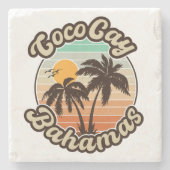 Coco Cay Bahamas Retro Sunset Souvenirs 60er Steinuntersetzer (Vorderseite)