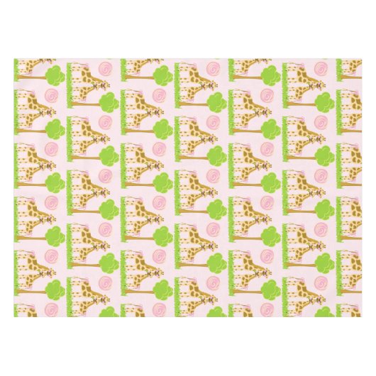 Coco-Giraffe und Baby-Rosa-Baumwolltischdecke Tischdecke (Vorderseite (Horizontal))