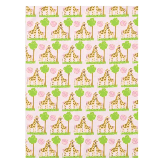 Coco-Giraffe und Baby-Rosa-Baumwolltischdecke Tischdecke (Vorderseite)