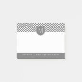 Coco Gray and White Chevrons Custom Monogram Post-it Klebezettel (Vorderseite)