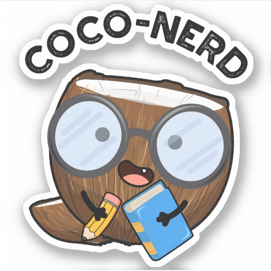Coco-Nerd Funny Fruit Coconut Pun Aufkleber (Vorderseite)