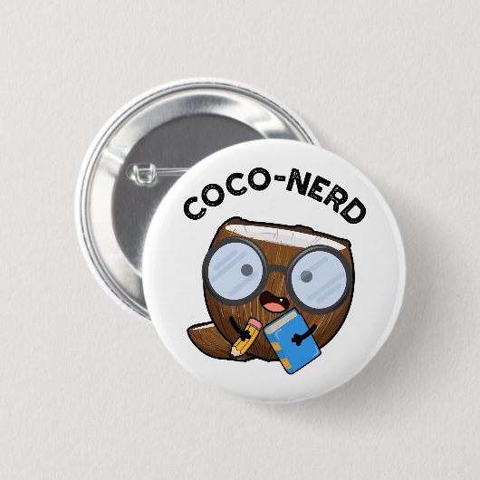Coco-Nerd Funny Fruit Coconut Pun Button (Vorne & Hinten)