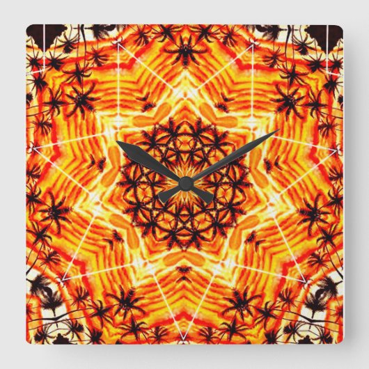 Coco Palm Star Quadratische Wanduhr (Vorderseite)