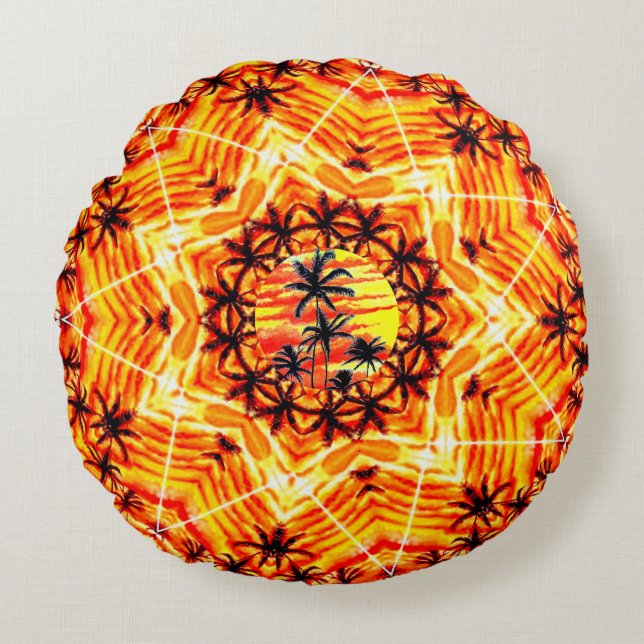 Coco Palm Star Rundes Kissen (Vorderseite)