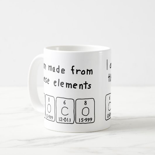 Coco Periodenname Tasse (Vorderseite Links)