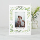 COCO Watercolor Palm Leaf Save the Date Einladung (Stehend Vorderseite)