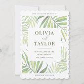 COCO Watercolor Palmenblätterblatt Hochzeit Einlad Einladung (Vorderseite)