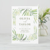 COCO Watercolor Palmenblätterblatt Hochzeit Einlad Einladung (Stehend Vorderseite)