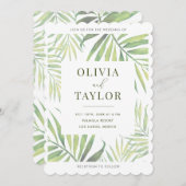 COCO Watercolor Palmenblätterblatt Hochzeit Einlad Einladung (Vorne/Hinten)