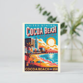 Cocoa Beach City Florida Küstenlinie Geschenke Postkarte (Stehend Vorderseite)