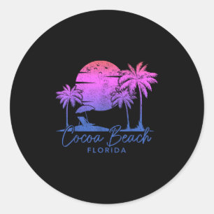 Cocoa Beach Florida Fl Surfen Vintage Sonnenunterg Runder Aufkleber