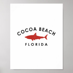 Cocoa Beach Florida Hai Urlaub Souvenir Vintag Poster