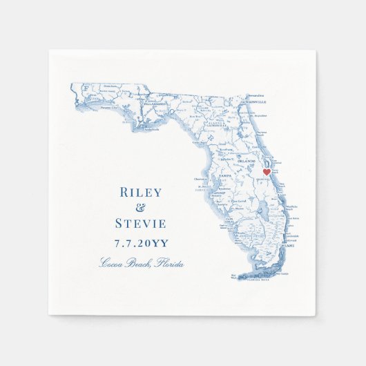 Cocoa Beach Florida Karte Serviette (Vorderseite)